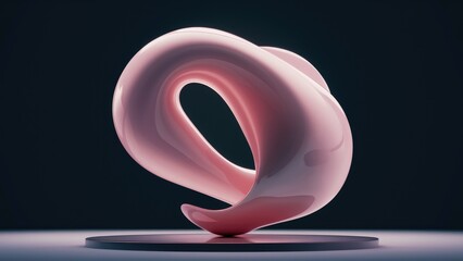Poster - Abstract 3D illustration of a smooth translucent volume object with a morphing liquid form against a dark backdrop creating an artistic wallpaper design