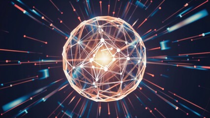 Poster - Illuminated web hologram on a softfocus background Concept of future technology and the metaverse 3D rendering
