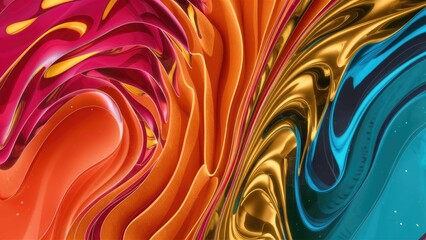 Poster - Vibrant Abstract Background with Colorful Liquid Patterns
