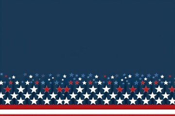 Wall Mural - Blue background with red and white stripes at the bottom, featuring stars arranged in an American flag pattern Generative AI