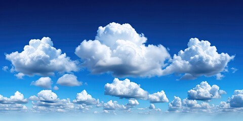 Fluffy clouds floating in a clear blue sky, fluffy, clouds, sky, blue, natural, beauty, weather, serene, peaceful, calm, atmosphere