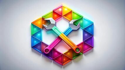 Sticker - Abstract Geometric Hardware Logo: A Vibrant Mosaic of Colors  generative AI