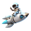 © Watcharawit - robot riding a rocket 3d illustration