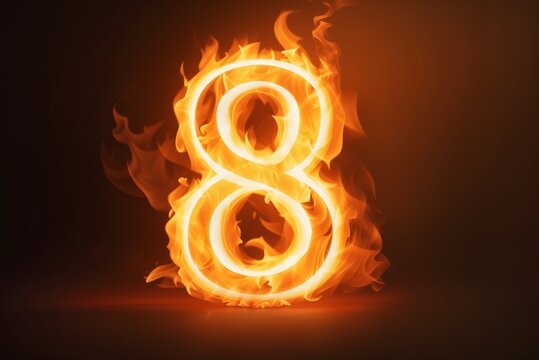 Burning Number Eight Fire Flames effect Illustration On a black background, Burning Number Eight On A Black Background
