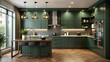 © boxs - Emerald Elegance: A Kitchen Designed for Culinary Dreams  AI generated
