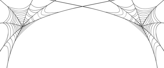 Wall Mural - Halloween horizontal frame black cobweb on transparent background ilustration vector. Halloween concept