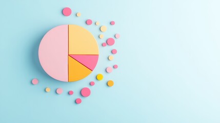 Poster - Colorful pie chart showing the distribution of a company revenue across different product lines, with each slice labelled with a percentage.