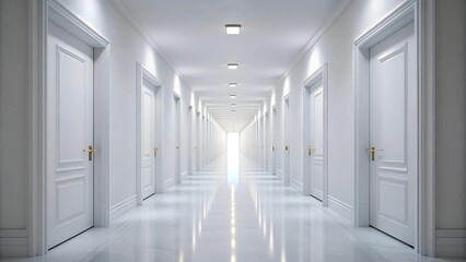 Canvas Print - A Symphony of White: An Empty Corridor of Minimalist Elegance  Generative AI