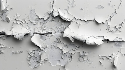 Canvas Print - White paint peeling off a surface, showing cracks and texture.