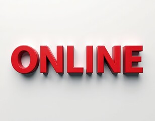 Wall Mural - Bold red 3D 'ONLINE' text on a white background.