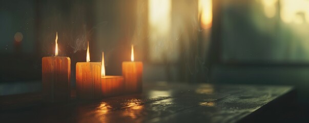 Wall Mural - All Saints' Day. Burning candles in the church. Selective focus. 