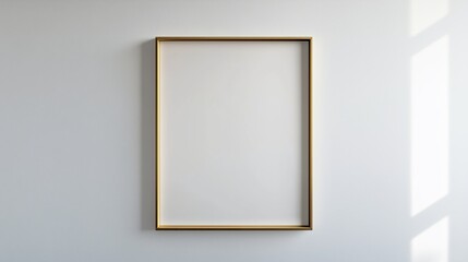 Poster - Empty Picture Frame Hanging on a Wall in a Bright Light Room