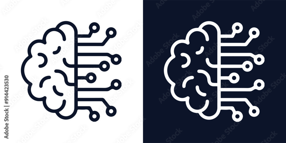 Artificial intelligence AI Brain Icon Logo vector icon sign for graphic ...