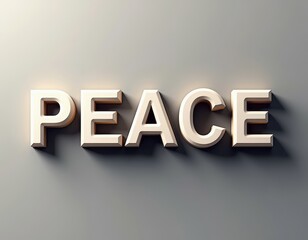 PEACE word typography design. 3D text lettering illustration with isolated background.