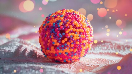 Poster - Vibrant soft bokeh particles on a light backdrop Abstract design with a cluster of luminous small circles