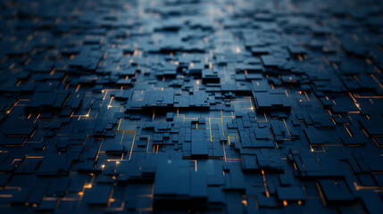 Wall Mural - A computer generated image of a blue and orange grid of squares