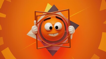 Poster - Vibrant Orange Simple Geometric Square Logo Design