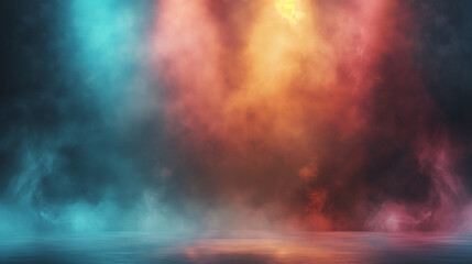 Wall Mural - A colorful smokey background with a blue, red, and yellow light