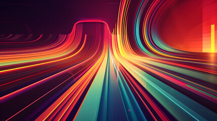 Abstract 1970's background design in futuristic retro style with colorful lines. Vector illustration.