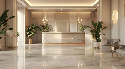 Poster - 3d render of luxury hotel reception lobby