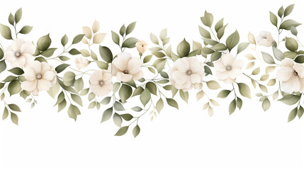 Wall Mural - A white flower bouquet with green leaves