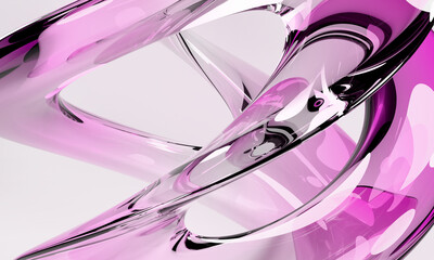 Poster - Acrylic Glass Style Pink Abstract Shapes on Minimalistic Background: High-Resolution Design