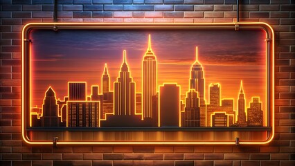 Wall Mural - Neon Sunset Cityscape - A Vivid Urban Scene  AI generated