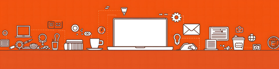 Document management system concept with the person using a laptop computer design