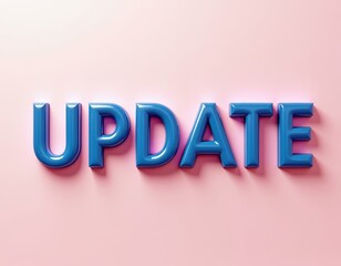 Poster - Blue 3D 'UPDATE' text on a pink background.