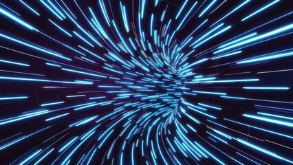Poster - Vibrant Abstract Blue Curved Lines with Glow for Sound Frequency and Technology Background