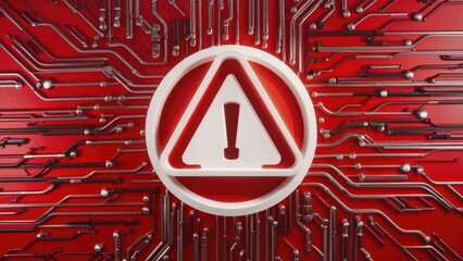 Aufkleber - Cybersecurity and Hacking Concepts Alert Sign for Threat Detection and Protection Against Intrusions on a Red Background