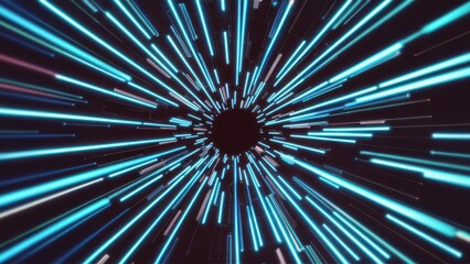 Poster - Vibrant Abstract Blue Curved Lines with Glow for Sound Frequency and Technology Background