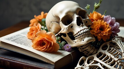 skull with roses