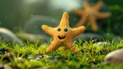 cute adorable 3d cartoon starfish