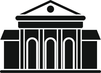 Poster - simple icon of a bank building with columns, symbolizing finance, business, and wealth