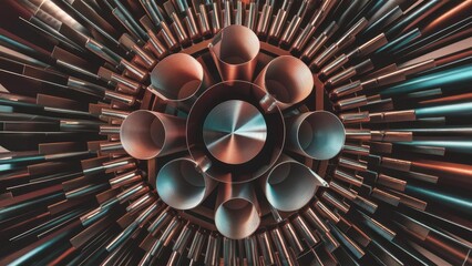 Poster - Metallic Profiles  Versatile Metal Products Rolled Metal Concept 3D Illustration