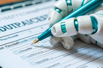 Aufkleber - Close-up Of Pen Over Background Check Form, humanoid robot, criminal, ai, artificial, record, intelligence, code, check, tech, machine, background, technology, future, form, 4, 0, crime