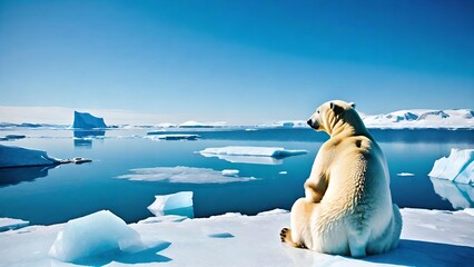 Sticker - Polar bear sitting on ice floe