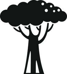 Poster - black spreading tree with round crown growing in simple style for logo or graphic design