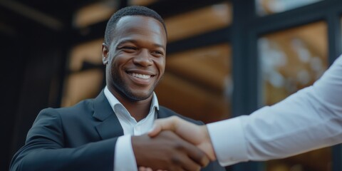 A close-up shot of two people shaking hands, symbolizing partnership and agreement