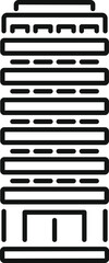 Poster - simple black and white icon of a tall building with many floors, representing modern urban architect