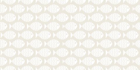 Nautical seamless pattern with swimming cartoon fish. Vector illustration