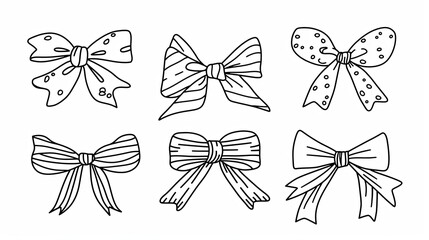 Canvas Print - A set of simple line drawings depicting headbands with bows