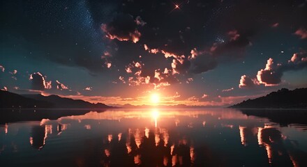 Peaceful Sunset over a Still Lake