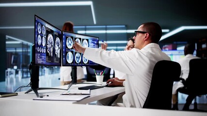 Sticker - Doctors In Clinic Looking At Brain MRI Scan