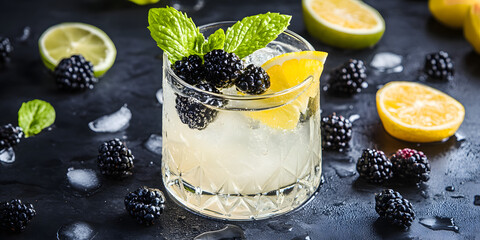 Cocktail served with fresh fruit garnish