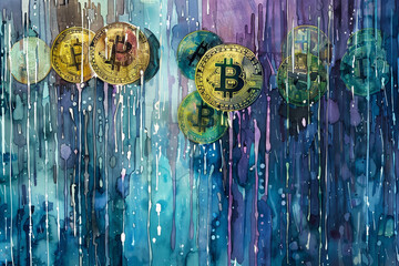 Poster - A painting of coins with the letters B and C on them