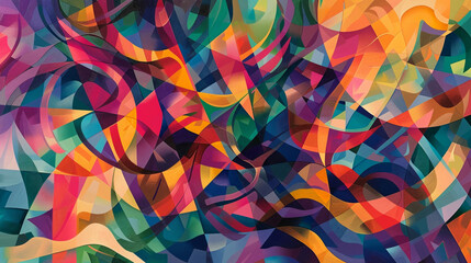 Poster - A colorful abstract painting with many different shapes and colors