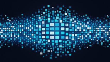Poster - Square digital sound waves on a black backdrop
