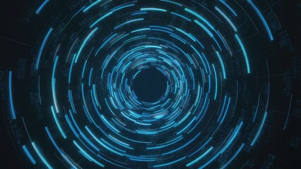 Poster - Dynamic Blue Spiral Particle Rays Rotating Light Circles for Events Concerts Visual Art Advertisements and Performances